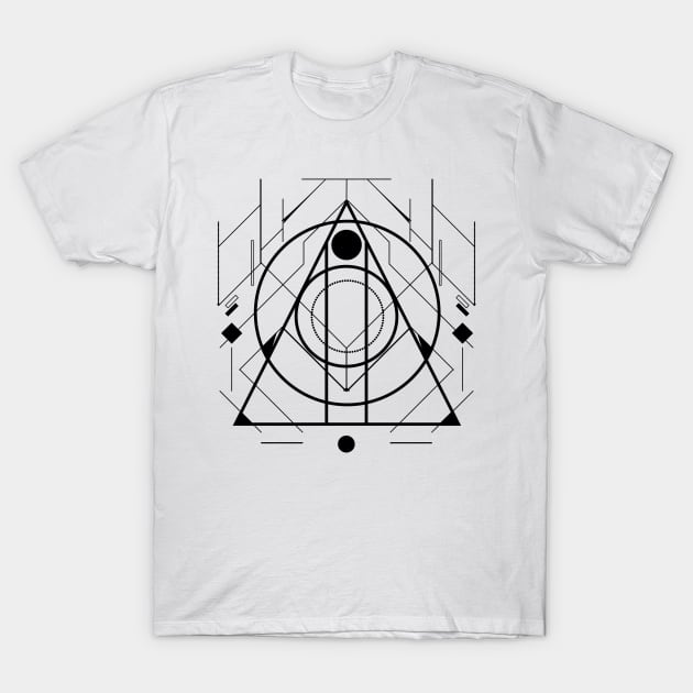 Black spaceship abstract geometric T-Shirt by soycarola